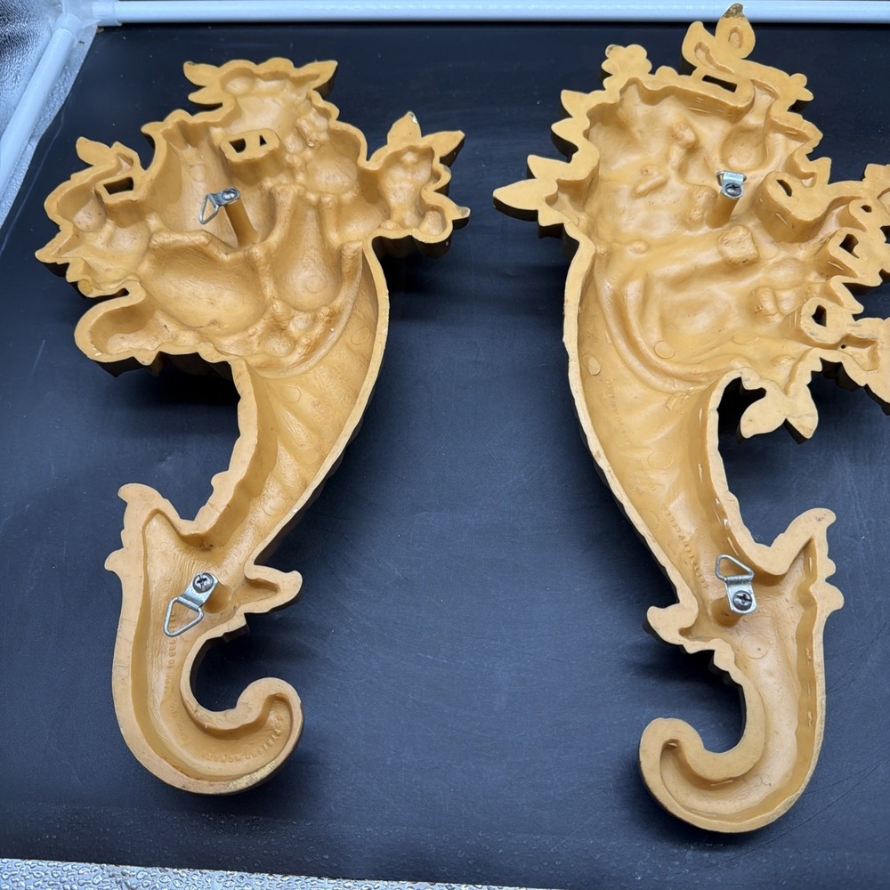 Vintage Syroco Set of Two Horn Of Plenty of Fruit Wall Hangers Home Interior - Picture 8 of 9